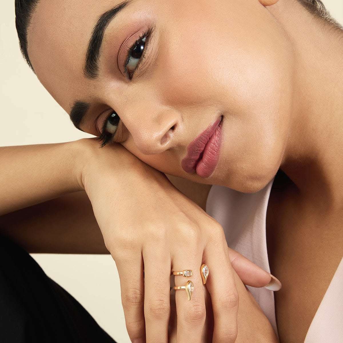 White Druzy Origami Midi Ring